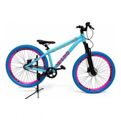 Bicicleta Viking-X Tuff38 Aro 26 Alumínio Single Speed Azul Celeste e Rosa