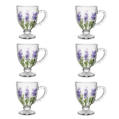 Conjunto de Taças para Cappuccino Lavanda Hand Painting 190ML Cristal Lyor