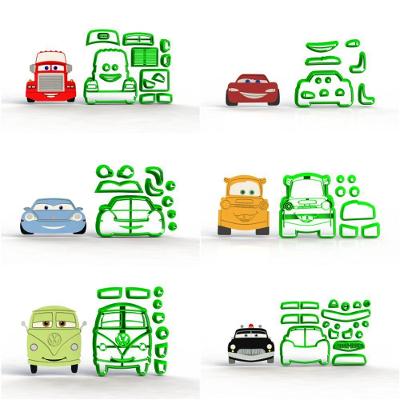 Kit Cortador Carros 6 Modelos 5CM Plástico PLA para Pasta Americana