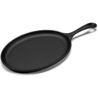 Bifeteira Oval Frigideira Ferro Fundido 18x25CM 0,3L Cabo Fixo Preta Panela Mineira