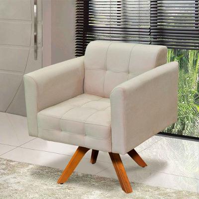 Poltrona Giratória MM30 Elisa Decorativa Couro Sintético Confortável Bege Dmov