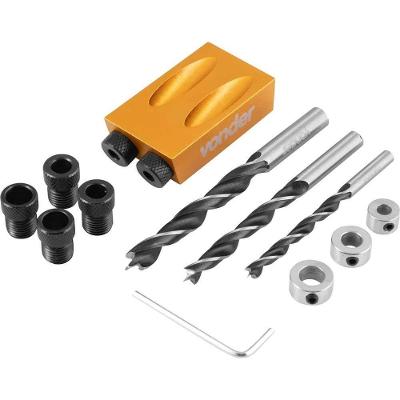 Gabarito de Furação com Brocas 6MM 8MM 10MM e Limitadores 14 Peças Vonder