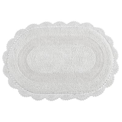 Tapete Crochê Oval Casa K Poliéster 50x80cm Branco Kacyumara