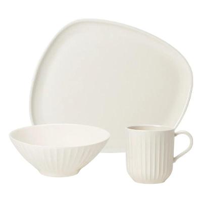 Aparelho de Jantar Luna Seda 12 Peças Cerâmica Off White Oxford