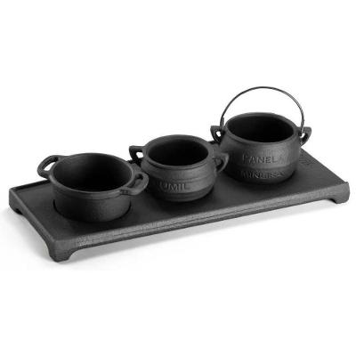 Conjunto Miniaturas 4 Peças Caçarola Ferro Fundido 300ML Panela Mineira