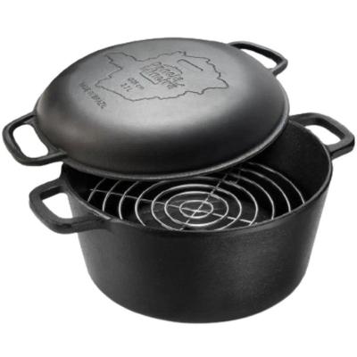 Panela de Defumação 28cm 8,2L Ferro Fundido com Grelha Preta Panela Mineira
