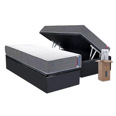 Cama Box com Baú Solteiro Singlecore Espuma D28 Suede Cinza Herval