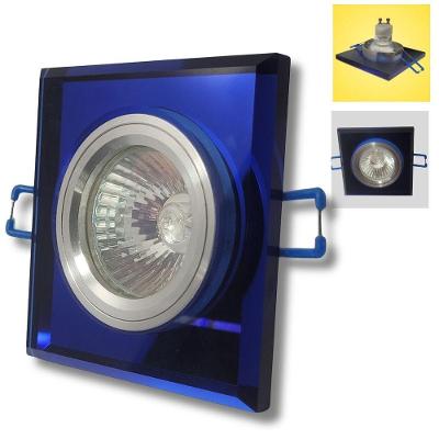 Spot de Embutir Quadrado Alumínio Dicróica MR16 50W 220V Azul Llum
