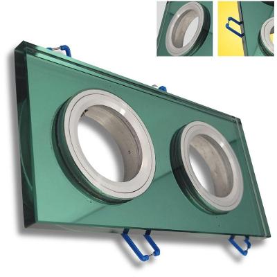 Spot de Embutir Retangular Duplo GU10 Vidro Colorido Verde Claro Llum