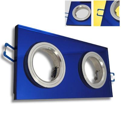 Spot de Embutir Retangular Duplo GU10 Alumínio e Vidro Colorido Azul Llum