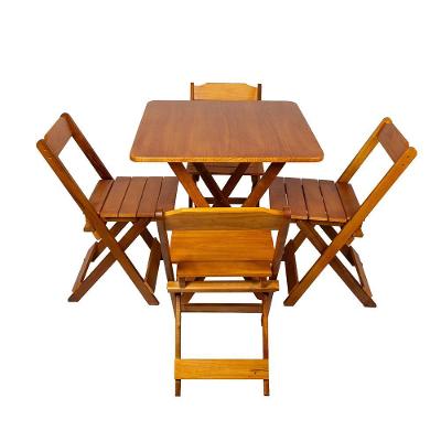 Kit Mesa Dobrável 70x70 4 Lugares MDF com Cadeiras Imbuia Loja Doce Lar