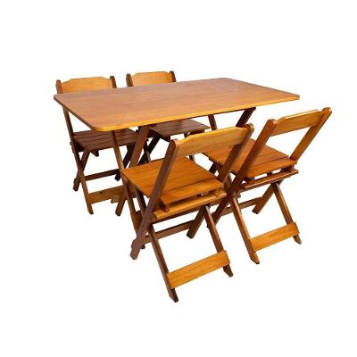 Kit Mesa Dobrável 4 Lugares MDF Imbuia 120x70CM Loja Doce Lar