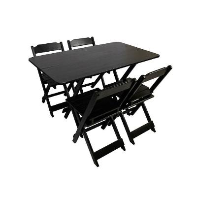 Kit Mesa Dobrável 4 Lugares MDF Imbuia 120x70CM com Cadeiras Loja Doce Lar