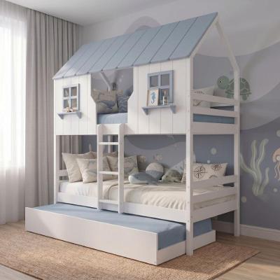Treliche Casinha Encantada Madeira Maciça Branco e Azul Housin