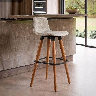 Banqueta Alta Linea Luxo Assento Linho Base Aço sem Encosto Industrial Preto Linea Bella