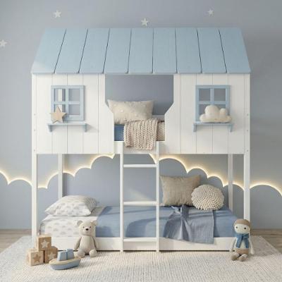 Beliche Montessoriano Casinha Encantada Madeira Maciça Branco e Azul Housin