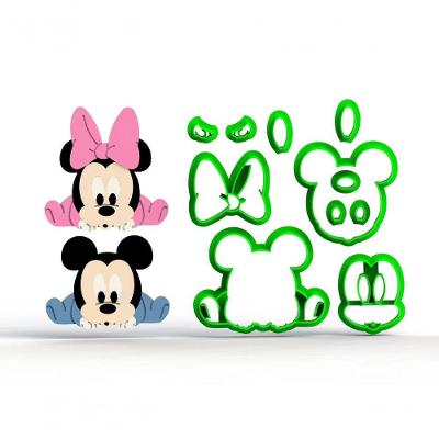 Cortador Mickey e Minnie Baby Deitados Plástico PLA 7CM HB Formas e Cortadores