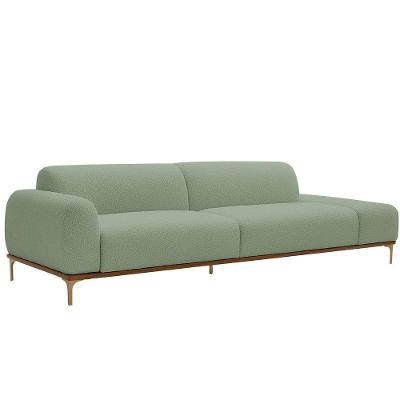 Sofá Unne 3 Lugares 210CM Terminal Esquerdo Verde Claro Bouclé