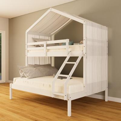Beliche Casal Solteiro Casinha Cortina Madeira Maciça Branco Megamobília