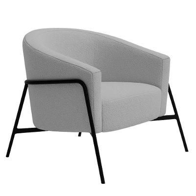 Poltrona Decorativa Maitê Bouclé Cinza Claro Base Aço Preto Nexta Casa