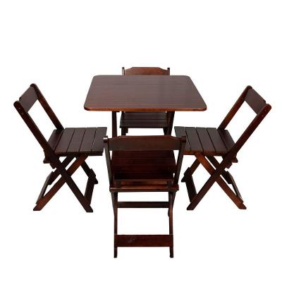 Kit Mesa Dobrável 70x70 4 Lugares MDF com Cadeiras Imbuia Loja Doce Lar