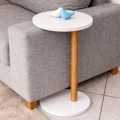 Mesa de Apoio Lateral Redonda MDF Madeira 35CM Branco Lubrano Decor