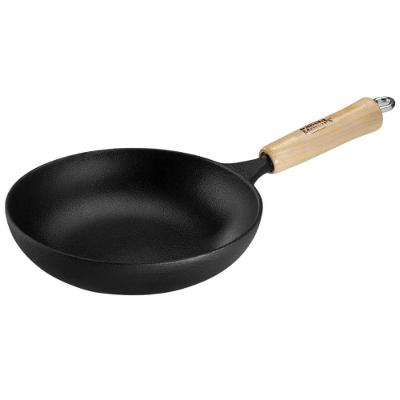 Frigideira Wok Ferro Fundido Cabo de Madeira 18CM 0,8L Panela Mineira