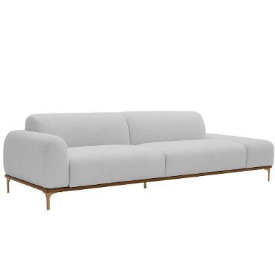 Sofá Unne 3 Lugares Fixo 210CM Cinza Bouclé Nexta Casa