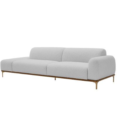 Sofá Unne 3 Lugares 210CM Terminal Direito Bouclé Cinza Claro