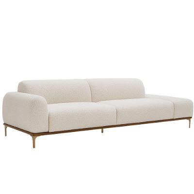 Sofá Unne 3 Lugares 210cm Off White Suede Nexta Casa