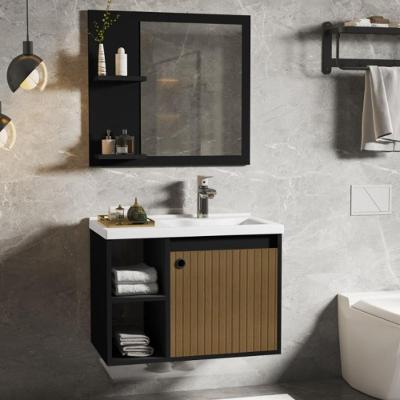 Gabinete com Cuba e Espelheira Haiti MDP 60CM Preto Mais de Casa