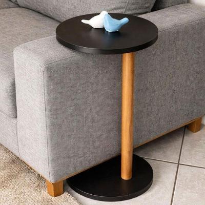 Mesa de Apoio Lateral Redonda Monopé MDF Madeira 35CM Preto Lubrano Decor