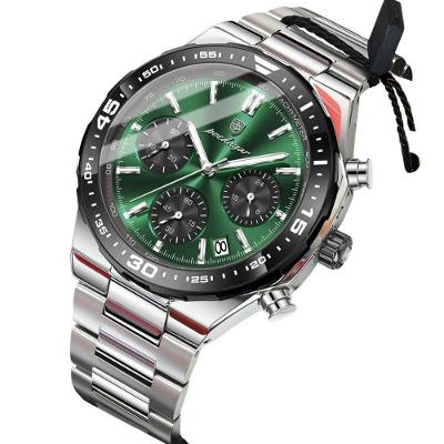 Relógio de Pulso Masculino Poedagar Quartz Analógico Aço Inox Verde