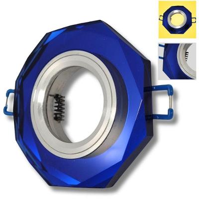 Spot de Embutir Diamante Octagonal Vidro Decorativo Azul Llum