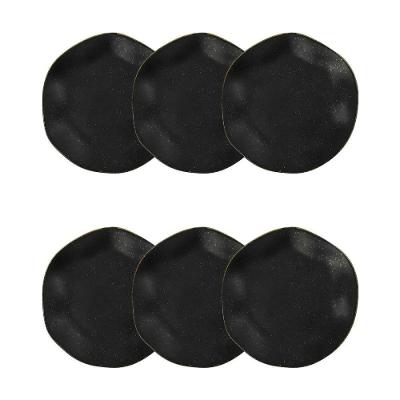 Conjunto de Pratos de Sobremesa Ryo Volcano 6 Peças Porcelana Preto Oxford