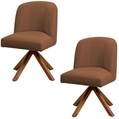 Kit 02 Cadeiras de Jantar Cléo em Madeira Linho Terracota Nexta Casa