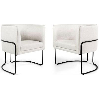 Kit 02 Poltronas Betina Base Preto Viscolinho Off White Nexta Casa