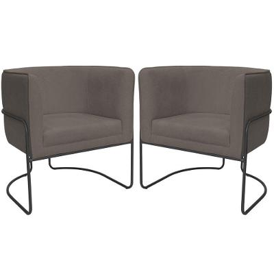 Kit 02 Poltronas Decorativas Betina Bouclé Marrom Nexta Casa