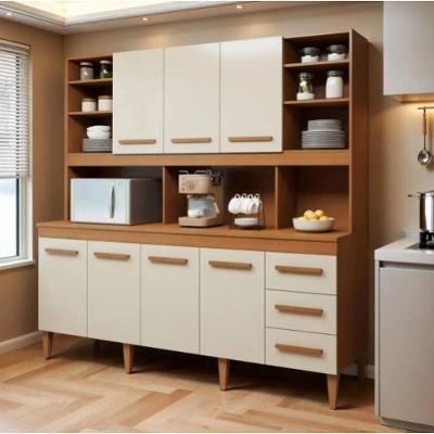 Kit de Cozinha Atenas 7 Portas 3 Gavetas MDF 201CM Off White Kaiki Móveis