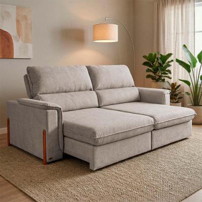 Sofá Linea 3 Lugares Retrátil e Reclinável 250CM Bege Linho Bouclê King