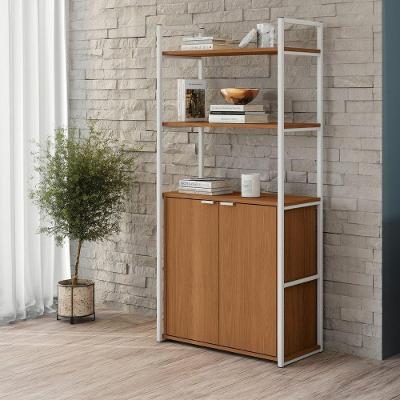 Estante Industrial 2 Portas 5 Prateleiras Metal e MDP 72CM Branco