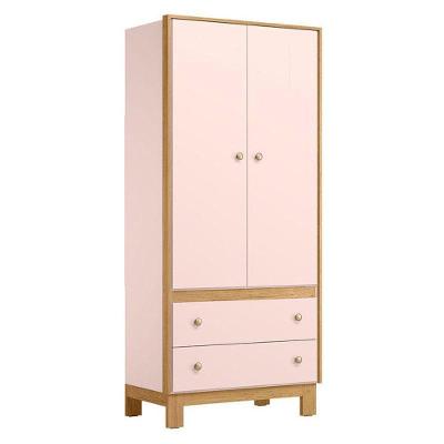 Guarda Roupa Infantil Flora 5055 Cabideiro MDF Rosa Acetinado Qmovi