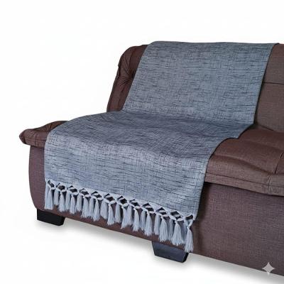 Manta de Sofá Jacquard Mesclado Prata e Preto 0,90x1,80m Shoppingnet
