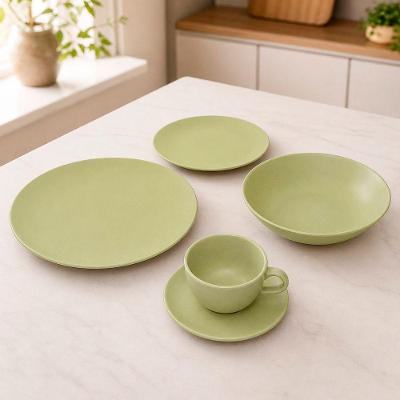 Aparelho de Jantar Unni Oliva Kit 10 Peças Cerâmica Verde Oxford