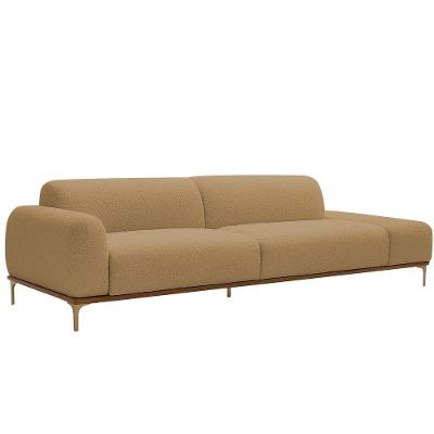 Sofá Unne 3 Lugares 210CM Terminal Esquerdo Bouclé Camel Nexta Casa