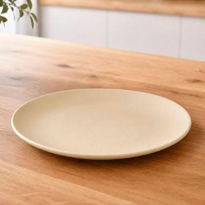 Kit 10 Pratos Rasos Unni Merengue 26cm Cerâmica para Jantar Bege Oxford