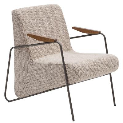 Poltrona Safira Decorativa Bouclé Tramare Base Aço Off White Mesclado Nexta Casa