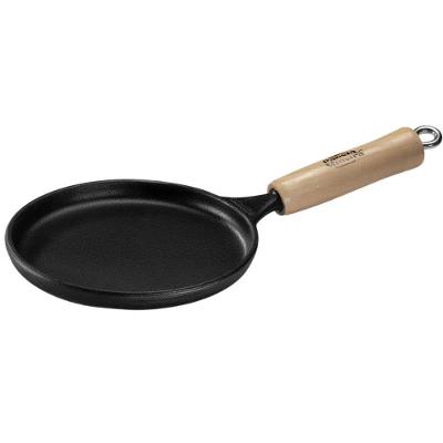 Frigideira Tapioca Ferro Fundido Cabo de Madeira 18CM 0,3L Preta Panela Mineira