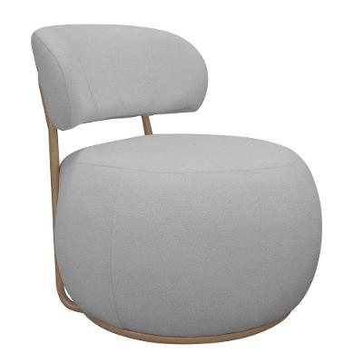 Poltrona Decorativa Greta Base Fixa Bouclé Cinza Claro Nova Casa