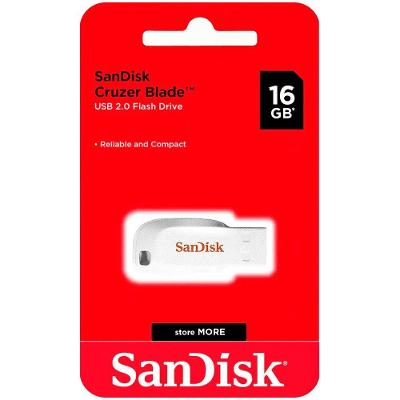 Pendrive Cruzer Blade Z50C 16GB USB 2.0 Compacto Branco Sandisk